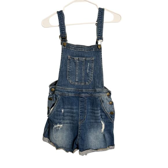 SP black blue jean denim overalls shortalls M Medium Casual Retro 90s Y2K - Picture 1 of 7